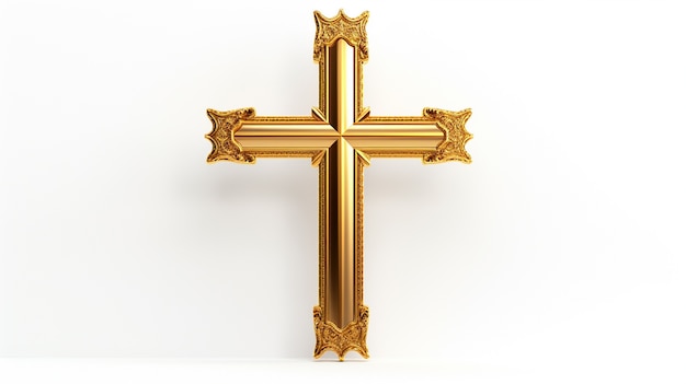 Renderização 3D da cruz dourada