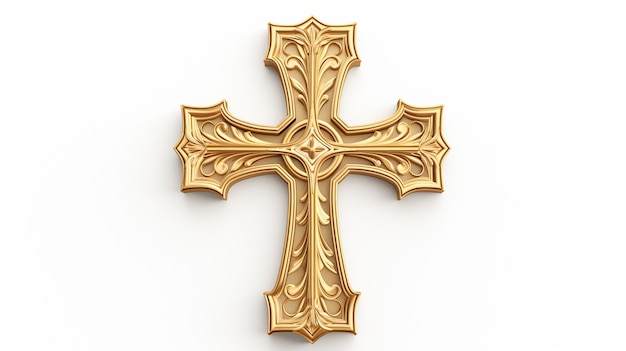 Renderização 3D da cruz dourada
