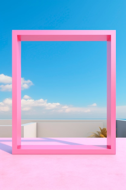 Foto grátis renderização 3d da forma de retângulo rosa