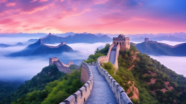 Foto grátis renderização 3d da grande muralha chinesa