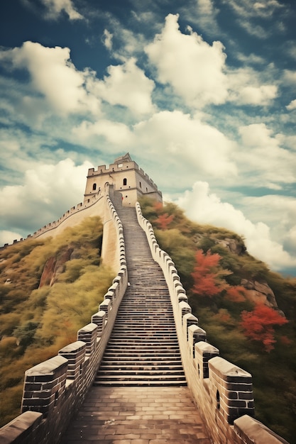 Foto grátis renderização 3d da grande muralha chinesa