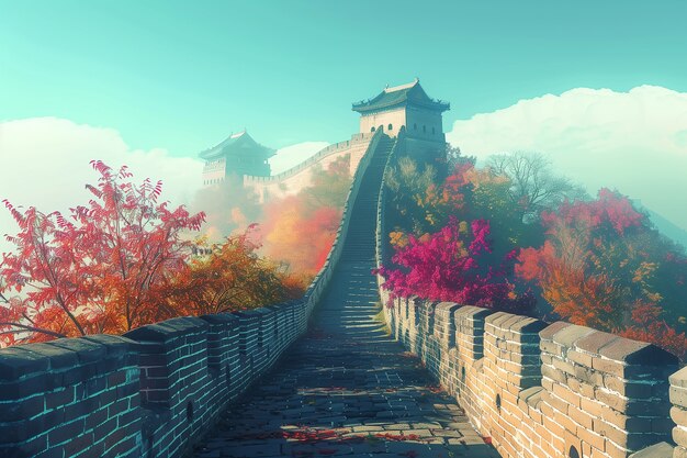 renderização 3d da grande muralha chinesa