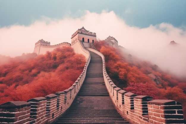 renderização 3d da grande muralha chinesa