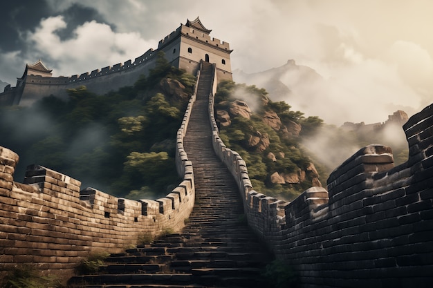 Foto grátis renderização 3d da grande muralha chinesa