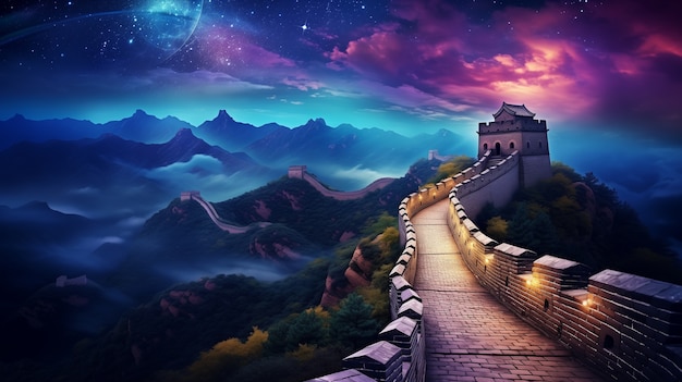 renderização 3d da grande muralha chinesa