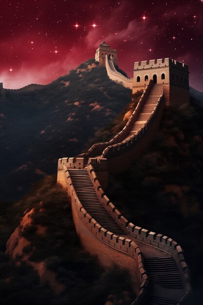 renderização 3d da grande muralha chinesa