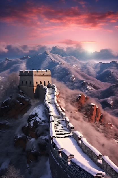 Foto grátis renderização 3d da grande muralha chinesa