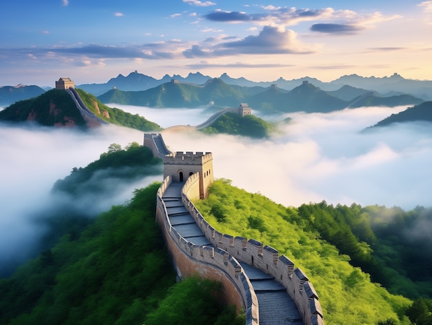 Foto grátis renderização 3d da grande muralha chinesa