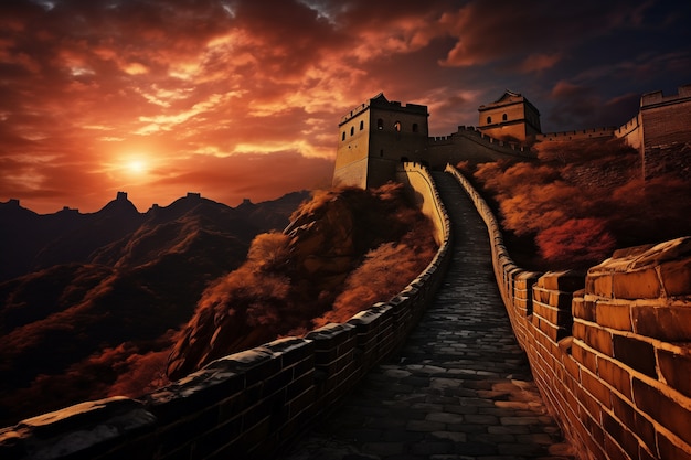 Foto grátis renderização 3d da grande muralha chinesa