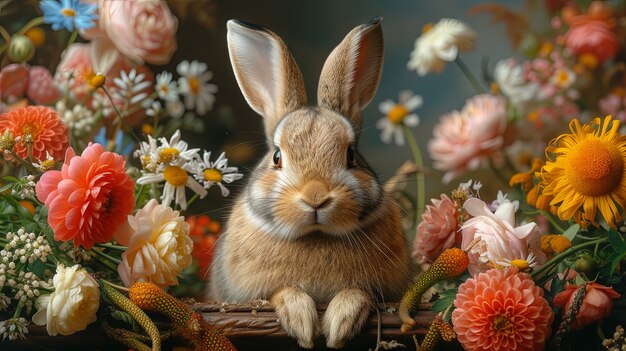 Renderização 3D da pintura do coelho de Páscoa na Idade das Trevas