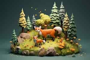 Foto grátis renderização 3d da raposa da floresta.