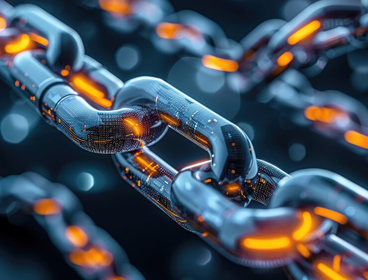 Foto grátis renderização 3d da tecnologia blockchain