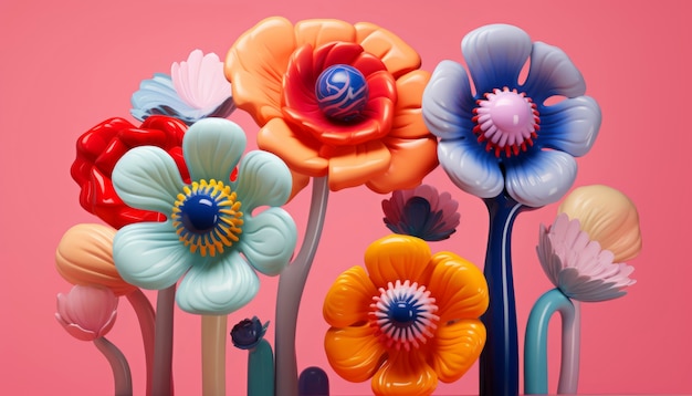 Foto grátis renderização 3d de arranjo floral colorido