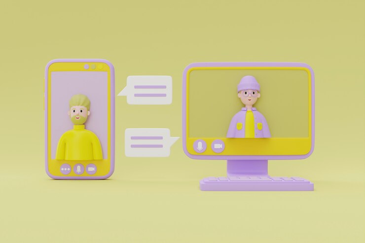 Foto grátis renderização 3d de avatares de pessoas em uma chamada de zoom
