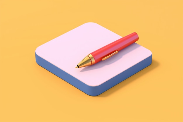 Renderização 3D de caneta com caderno