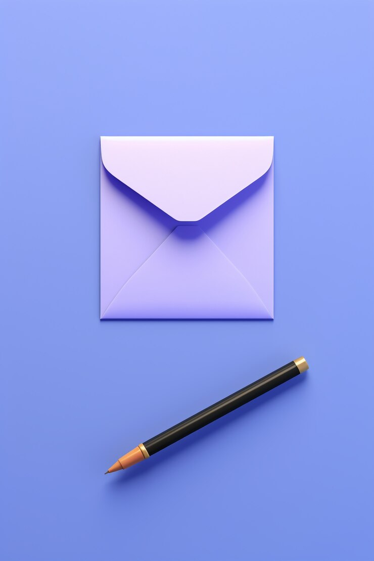 Foto grátis renderização 3d de caneta com envelope