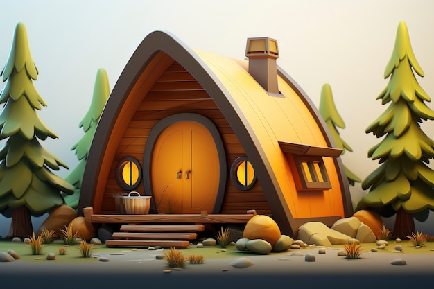Foto grátis renderização 3d de casa de campo