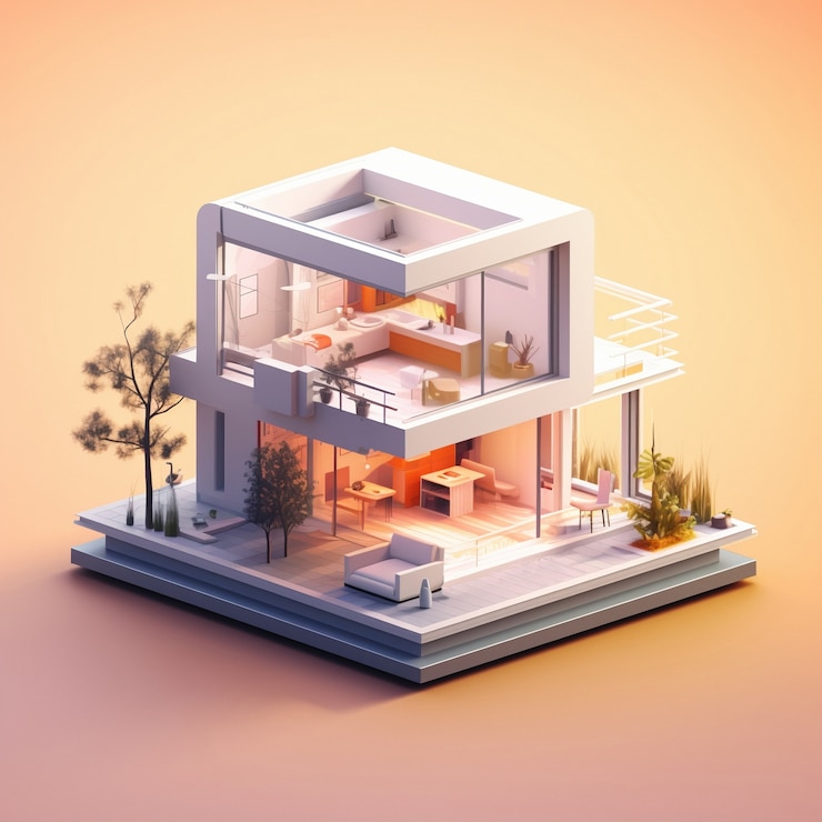 Foto grátis renderização 3d de casa isométrica