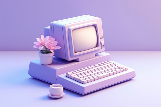 Foto grátis renderização 3d de computador retro