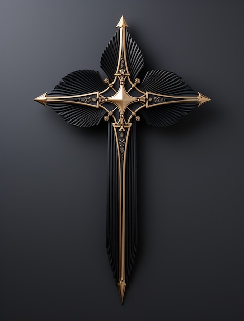 Foto grátis renderização 3d de cruz em fundo preto