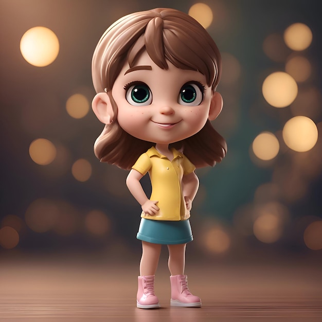 Foto grátis renderização 3d de cute little girl com fundo de bokeh desfocado