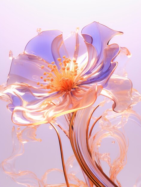 Renderização 3D de delicada flor de vidro