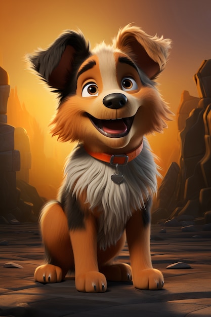 Foto grátis renderização 3d de desenho animado como cachorro