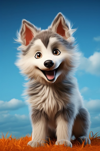 Renderização 3D de desenho animado como cachorro