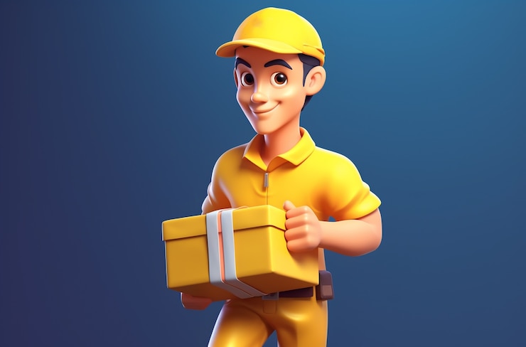 Foto grátis renderização 3d de desenho animado como homem entregando presente