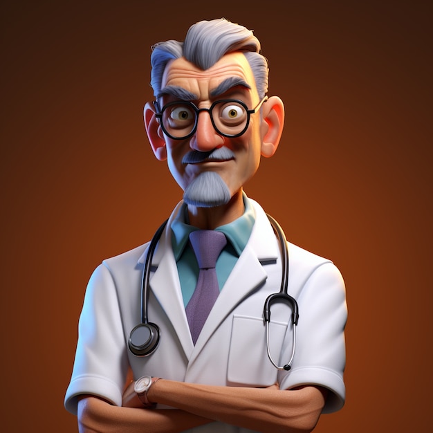 Renderização 3D de desenho animado como médico