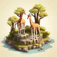 Foto grátis renderização 3d de desenho animado como paisagem florestal.