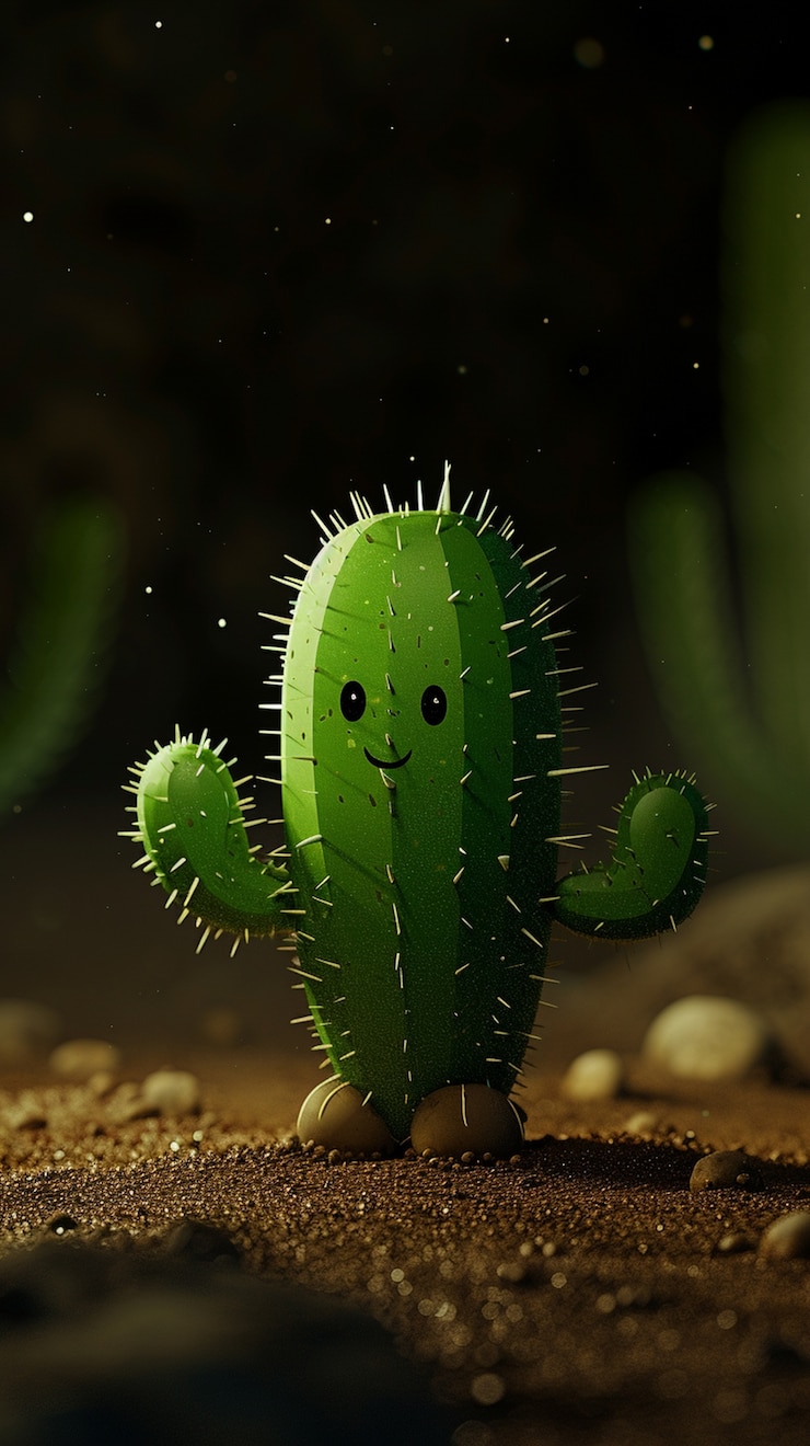 Foto grátis renderização 3d de desenho animado de cacto com rosto amigável