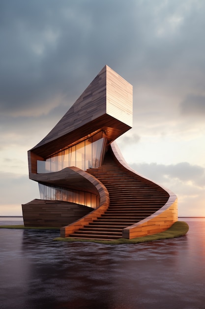 Renderização 3D de edifício abstrato