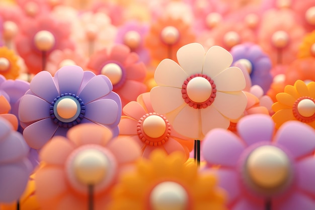 Renderização 3D de flores
