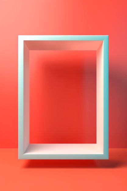 Renderização 3D de forma quadrada em fundo vermelho