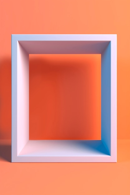 Renderização 3D de forma quadrada em fundo vermelho