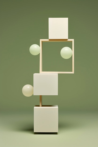 Renderização 3D de formas geométricas escultura