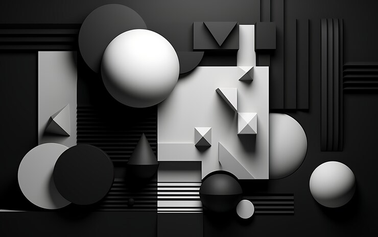 Foto grátis renderização 3d de fundo abstrato em preto e branco