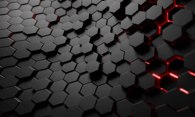 Renderização 3d de fundo de textura hexagonal