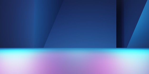 Renderização 3d de fundo geométrico abstrato roxo e azul. publicidade do conceito de cyberpunk