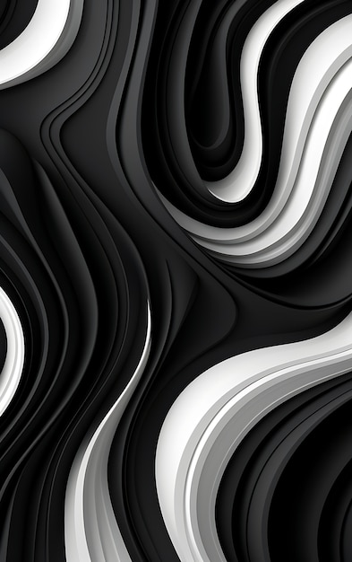 Renderização 3d de fundo preto e branco abstrato