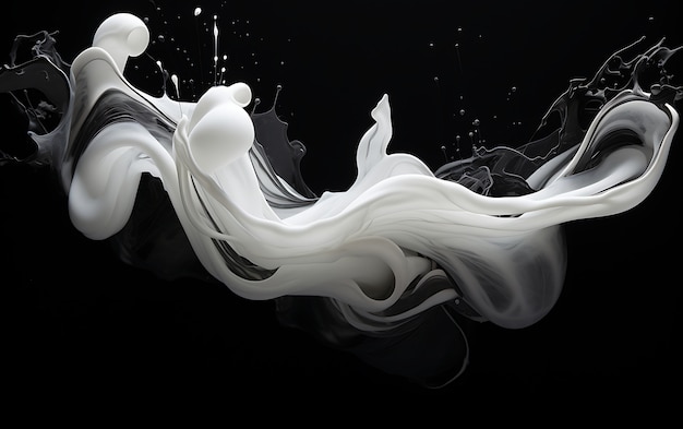 Renderização 3D de fundo preto e branco abstrato