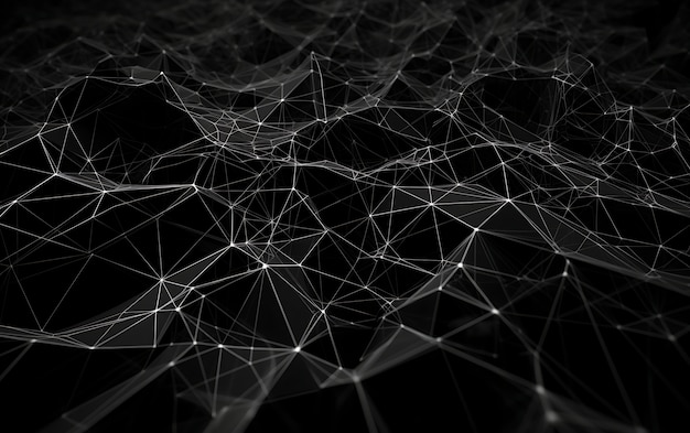 Renderização 3D de fundo preto e branco abstrato