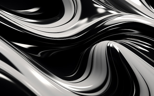 Renderização 3D de fundo preto e branco abstrato