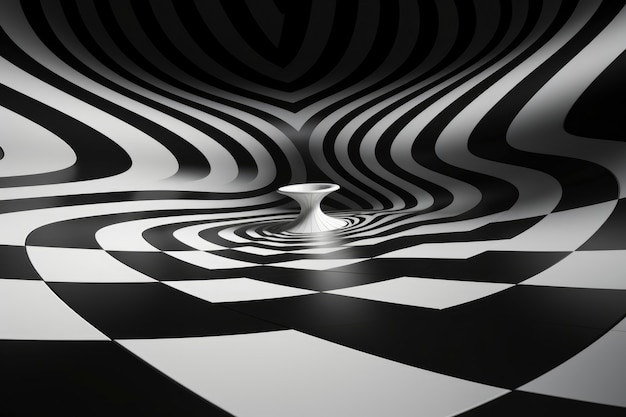 Foto grátis renderização 3d de ilusão de ótica em preto e branco