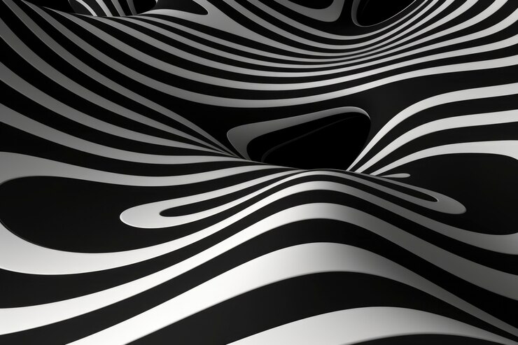 Foto grátis renderização 3d de ilusão de ótica em preto e branco