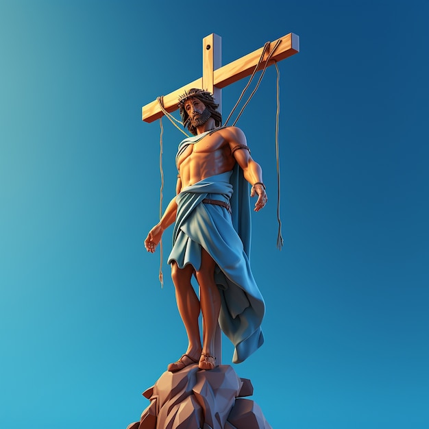 Foto grátis renderização 3d de jesus na cruz