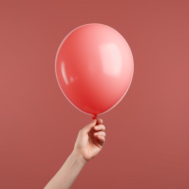 Renderização 3D de mão segurando um balão