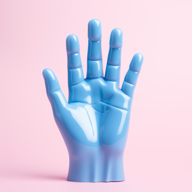 Renderização 3D de mãos azuis