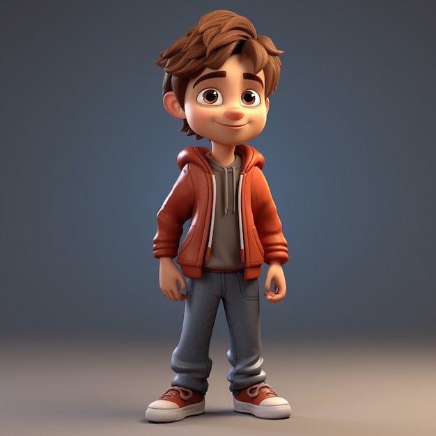 Renderização 3D de menino de desenho animado